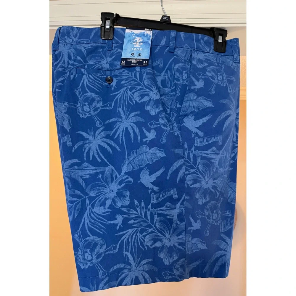 IZOD Saltwater Mens 42x9.5 Sandbar Printed Short Classic Fit Bright Cobalt